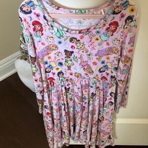 Little Snuggles Bamboo Disney Princess Pink Long Sleeve Twirl Dress